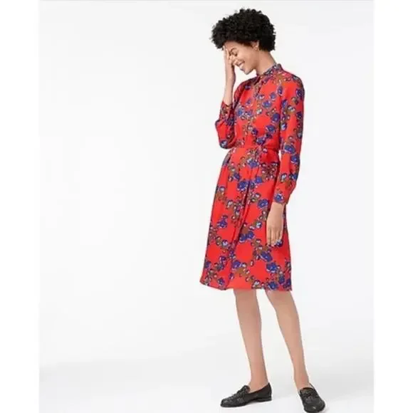 J. Crew Collection Size 4 A-line Shirtdress In Lattice Floral Long Sleeve - Picture 1 of 7